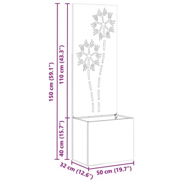 vidaXL Οθόνη Ιδιωτικότητας Κήπου Floral Ασημί 50 x 32 x 150 εκ