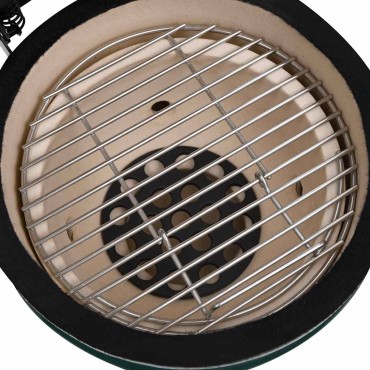 vidaXL Ψησταριά Καπνιστήριο Kamado 2 σε 1 Πράσινη 56 εκ. Κεραμική