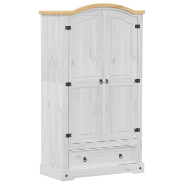 vidaXL Ντουλάπα Corona Λευκό 102x52x186cm από Μασίφ Ξύλο Πεύκου 1 τεμ.