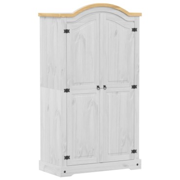 vidaXL Ντουλάπα Corona Λευκό 102x52x186cm από Μασίφ Ξύλο Πεύκου 1 τεμ.