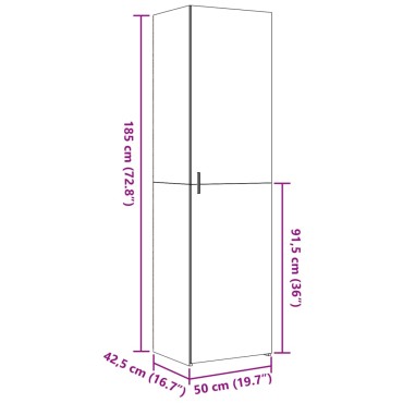 vidaXL Ντουλάπι Λευκό 50x42,5x185cm από Επεξεργασμένο Ξύλο 1 τεμ.