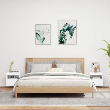 vidaXL Έπιπλα Τοίχου Τηλεόρασης με LED 2 τεμ. Λευκά 40x30x40cm
