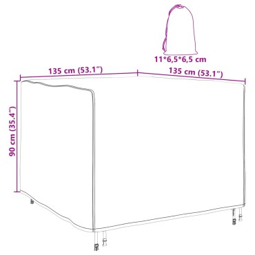 vidaXL Κάλυμμα επίπλων Μαύρο 135x135x90cm Υφασμα Oxford 210D 1 τεμ.