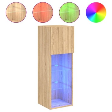 vidaXL Έπιπλα Τηλεόρασης με LED 2 τεμ. Sonoma Δρυς 30,5x30x90cm