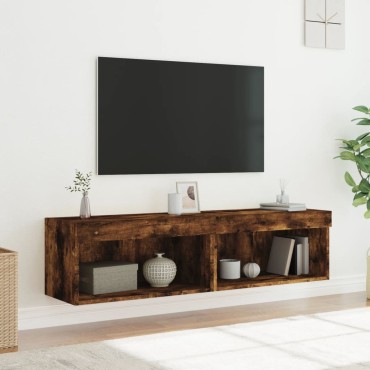 vidaXL Έπιπλα Τηλεόρασης με LED 2 τεμ. Καπνιστή Δρυς 60x30x30cm