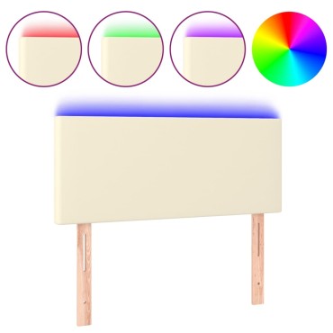 vidaXL Κεφαλάρι Κρεβατιού LED Κρεμ 80x5x78/88cm από Συνθετικό Δέρμα 1 τεμ.