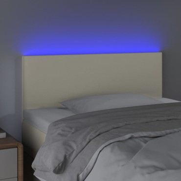 vidaXL Κεφαλάρι Κρεβατιού LED Κρεμ 80x5x78/88cm από Συνθετικό Δέρμα 1 τεμ.