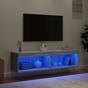 vidaXL Έπιπλα Τηλεόρασης με LED 2 τεμ. Γκρι Sonoma 60x30x30cm