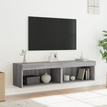 vidaXL Έπιπλα Τηλεόρασης με LED 2 τεμ. Γκρι Sonoma 60x30x30cm