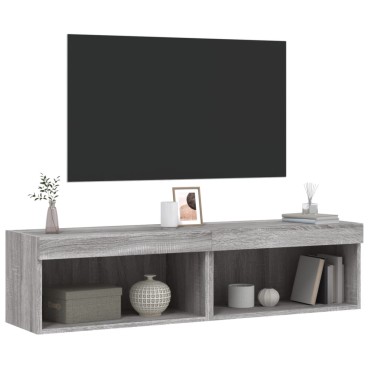 vidaXL Έπιπλα Τηλεόρασης με LED 2 τεμ. Γκρι Sonoma 60x30x30cm