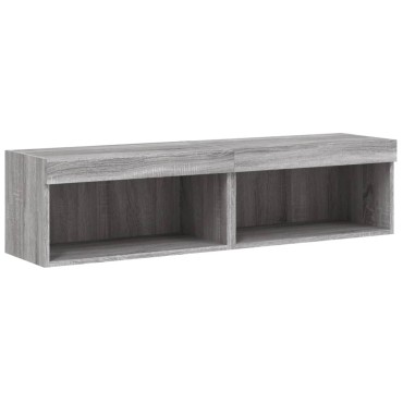 vidaXL Έπιπλα Τηλεόρασης με LED 2 τεμ. Γκρι Sonoma 60x30x30cm