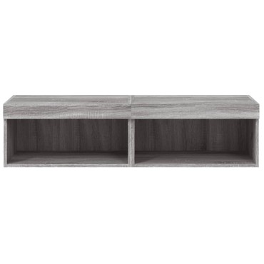 vidaXL Έπιπλα Τηλεόρασης με LED 2 τεμ. Γκρι Sonoma 60x30x30cm