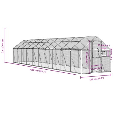 vidaXL Κλουβί Ανθρακί 1,79 x 4 x 1,85 μ. από Αλουμίνιο