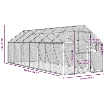 vidaXL Κλουβί Ανθρακί 1,79 x 6 x 1,85 μ. από Αλουμίνιο