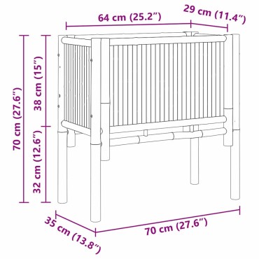 vidaXL Ανεβασμένο Κρεβάτι Καφέ 70 x 35 x 70 εκ. Μπαμπού