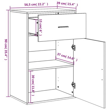 vidaXL Ραφιέρα με Ντουλάπια Καφέ Δρυς 56,5x39x90cm Επεξεργασμένο Ξύλο 1 τεμ.