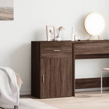vidaXL Ραφιέρα με Ντουλάπια Καφέ Δρυς 56,5x39x90cm Επεξεργασμένο Ξύλο 1 τεμ.