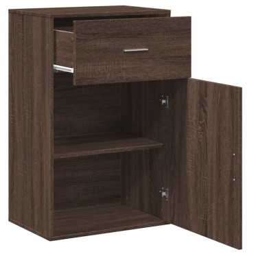 vidaXL Ραφιέρα με Ντουλάπια Καφέ Δρυς 56,5x39x90cm Επεξεργασμένο Ξύλο 1 τεμ.