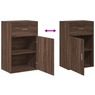 vidaXL Ραφιέρα με Ντουλάπια Καφέ Δρυς 56,5x39x90cm Επεξεργασμένο Ξύλο 1 τεμ.