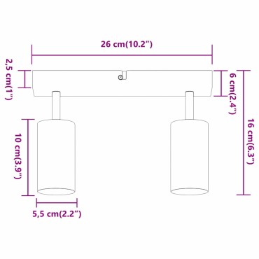 vidaXL Σποτ οροφής με προβολείς Λευκό 26 x 6 x 16 εκ Μέταλλο