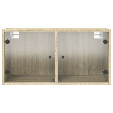 vidaXL Κομοδίνα με Γυάλινες Πόρτες 2 τεμ. Sonoma Δρυς 68,5x37x35cm