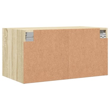 vidaXL Κομοδίνα με Γυάλινες Πόρτες 2 τεμ. Sonoma Δρυς 68,5x37x35cm