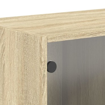 vidaXL Κομοδίνα με Γυάλινες Πόρτες 2 τεμ. Sonoma Δρυς 68,5x37x35cm