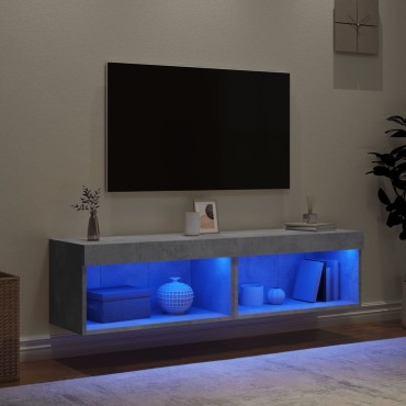 vidaXL Έπιπλα Τηλεόρασης με LED 2 τεμ. Γκρι Σκυροδέματος 60x30x30cm