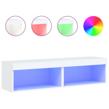 vidaXL Έπιπλα Τηλεόρασης με LED 2 τεμ. Λευκά 60x30x30cm