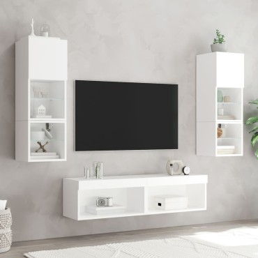 vidaXL Έπιπλα Τηλεόρασης με LED 2 τεμ. Λευκά 60x30x30cm