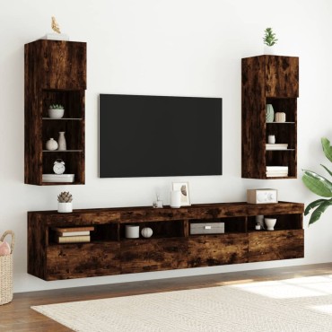 vidaXL Έπιπλο Τηλεόρασης με LED Καπνιστή Δρυς 30,5x30x90cm