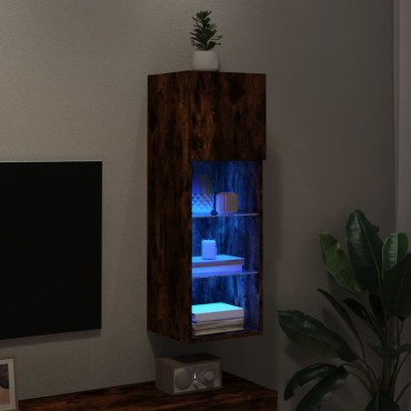 vidaXL Έπιπλο Τηλεόρασης με LED Καπνιστή Δρυς 30,5x30x90cm