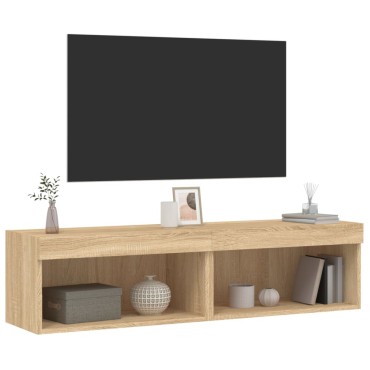 vidaXL Έπιπλα Τηλεόρασης με LED 2 τεμ. Sonoma Δρυς 60x30x30cm