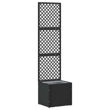 vidaXL Γλάστρα με πέργκολα κήπου Μαύρο 35 x 30 x 135 εκ. Μέταλλο