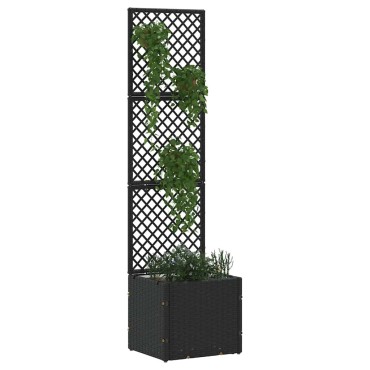 vidaXL Γλάστρα με πέργκολα κήπου Μαύρο 35 x 30 x 135 εκ. Μέταλλο