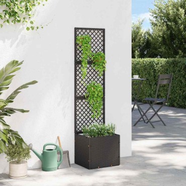 vidaXL Γλάστρα με πέργκολα κήπου Μαύρο 35 x 30 x 135 εκ. Μέταλλο