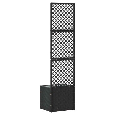 vidaXL Γλάστρα με πέργκολα κήπου Μαύρο 35 x 30 x 135 εκ. Μέταλλο