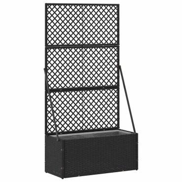 vidaXL Γλάστρα με πέργκολα κήπου Μαύρο 70 x 30 x 135 cm Μέταλλο