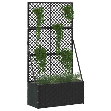 vidaXL Γλάστρα με πέργκολα κήπου Μαύρο 70 x 30 x 135 cm Μέταλλο