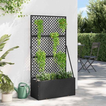 vidaXL Γλάστρα με πέργκολα κήπου Μαύρο 70 x 30 x 135 cm Μέταλλο
