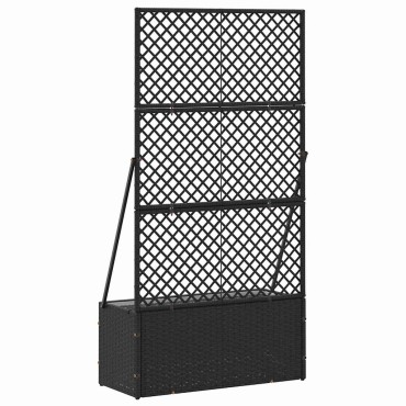 vidaXL Γλάστρα με πέργκολα κήπου Μαύρο 70 x 30 x 135 cm Μέταλλο