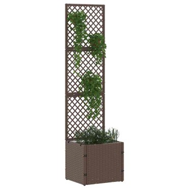 vidaXL Γλάστρα με πέργκολα κήπου Καφέ 35 x 30 x 135 εκ. Μέταλλο