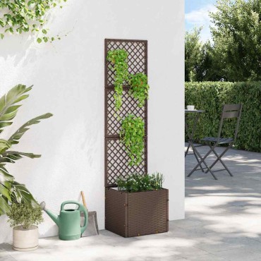 vidaXL Γλάστρα με πέργκολα κήπου Καφέ 35 x 30 x 135 εκ. Μέταλλο