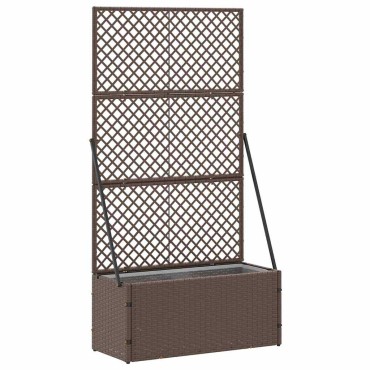 vidaXL Γλάστρα με πέργκολα κήπου Καφέ 70 x 30 x 135 cm Μέταλλο