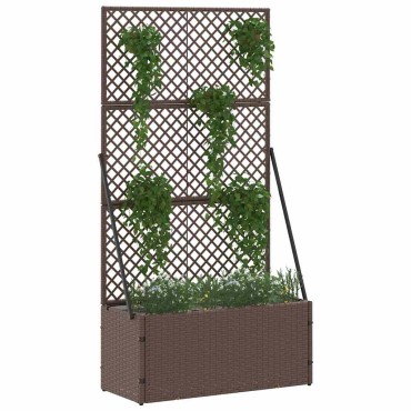 vidaXL Γλάστρα με πέργκολα κήπου Καφέ 70 x 30 x 135 cm Μέταλλο