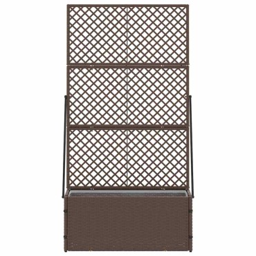 vidaXL Γλάστρα με πέργκολα κήπου Καφέ 70 x 30 x 135 cm Μέταλλο