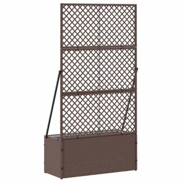 vidaXL Γλάστρα με πέργκολα κήπου Καφέ 70 x 30 x 135 cm Μέταλλο