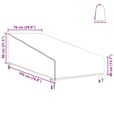 vidaXL Κάλυμμα Επίπλων Εξωτερικού Χώρου 195x76x82cm Ορθογώνιος 1 τεμ.