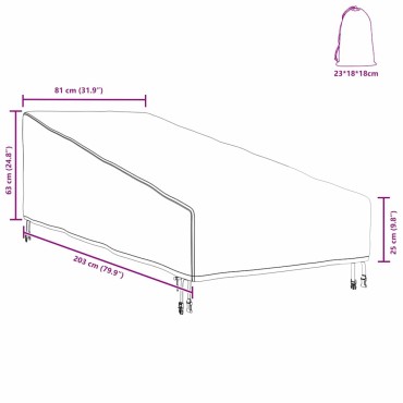 vidaXL Κάλυμμα Επίπλων Εξωτερικού Χώρου 203x81x63cm Ορθογώνιος 1 τεμ.