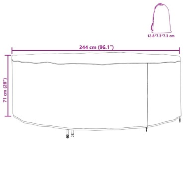 vidaXL Κάλυμμα επίπλων 244x244x71cm Υφασμα Oxford 210D Γύρος 1 τεμ.